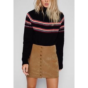 Free People Oh Snap Vegan Mini Suede Skirt Brown